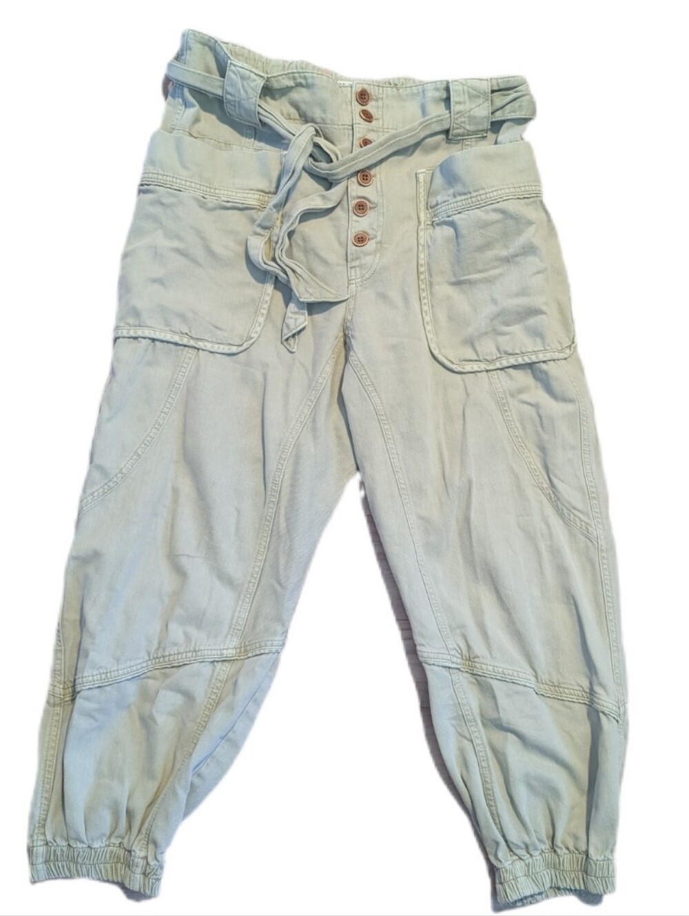 Free People "Mai Tai" denim joggers Light sage Size large
